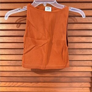 Cotton On Burnt Orange Ribbed Cropped Tank